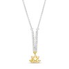 By Women for Women 0.08 CT. T.W. Diamond Lotus Flower "V" Necklace in 10K Two-Tone Gold