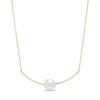 Thumbnail Image 1 of IMPERIAL® 6.5mm Akoya Cultured Pearl Curved Bar Necklace in 14K Gold