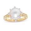 Thumbnail Image 0 of IMPERIAL® 8.0mm Cultured Akoya Pearl and 0.24 CT. T.W. Diamond Frame Sunburst Ring in 14K Gold