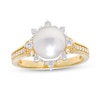 Thumbnail Image 1 of IMPERIAL® 8.0mm Akoya Cultured Pearl and 0.24 CT. T.W. Diamond Frame Sunburst Ring in 14K Gold