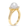 Thumbnail Image 2 of IMPERIAL® 8.0mm Cultured Akoya Pearl and 0.24 CT. T.W. Diamond Frame Sunburst Ring in 14K Gold