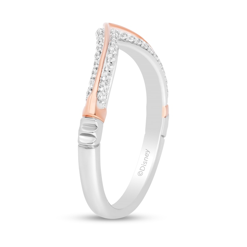 Main Image 2 of Enchanted Disney Aurora 0.18 CT. T.W. Diamond Contour Wedding Band in 14K Two-Tone Gold