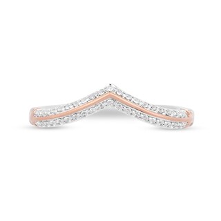 Enchanted Disney Aurora 0.18 CT. T.W. Diamond Contour Wedding Band in 14K Two-Tone Gold