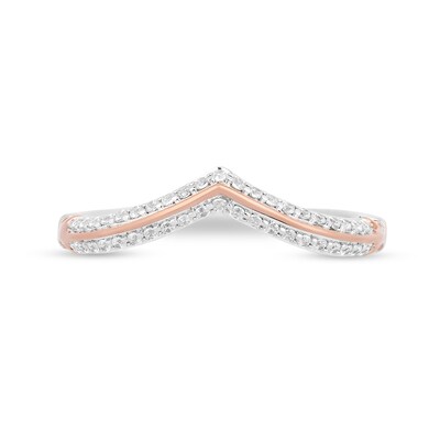 Enchanted Disney Aurora 0.18 CT. T.W. Diamond Contour Wedding Band in 14K Two-Tone Gold