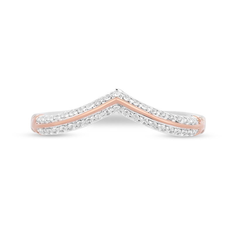 Main Image 4 of Enchanted Disney Aurora 0.18 CT. T.W. Diamond Contour Wedding Band in 14K Two-Tone Gold
