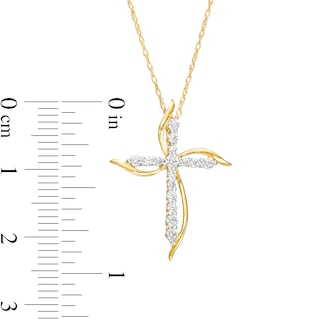 0.23 CT. T.W. Diamond Pinwheel Cross Pendant in 10K Gold