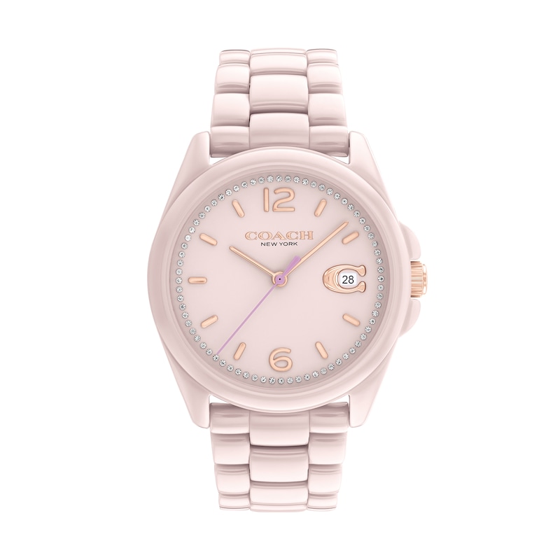 Ladies' Coach Greyson Crystal Accent Pink Ceramic Watch (Model: 14503926)