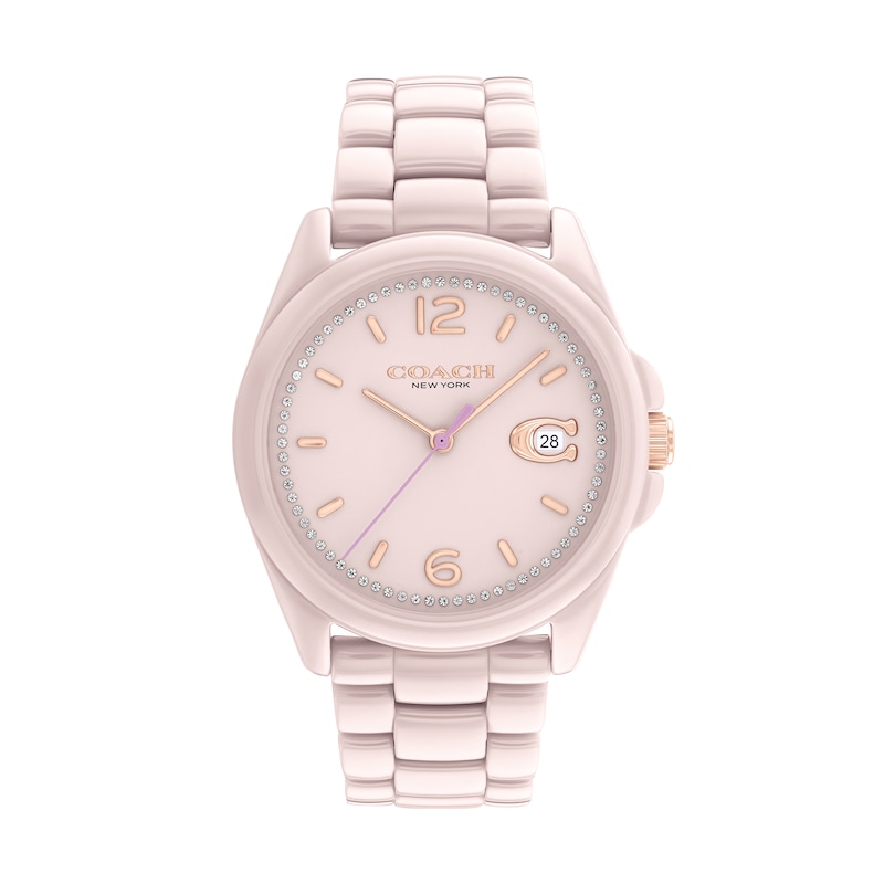 Main Image 1 of Ladies' Coach Greyson Crystal Accent Pink Ceramic Watch (Model: 14503926)