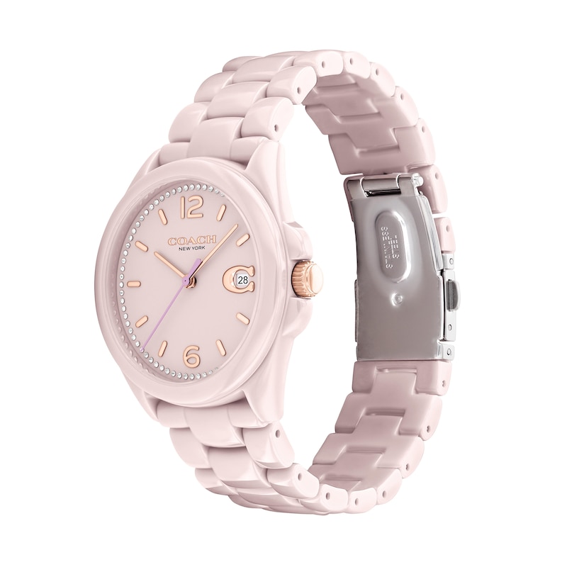 Ladies' Coach Greyson Crystal Accent Pink Ceramic Watch (Model: 14503926)