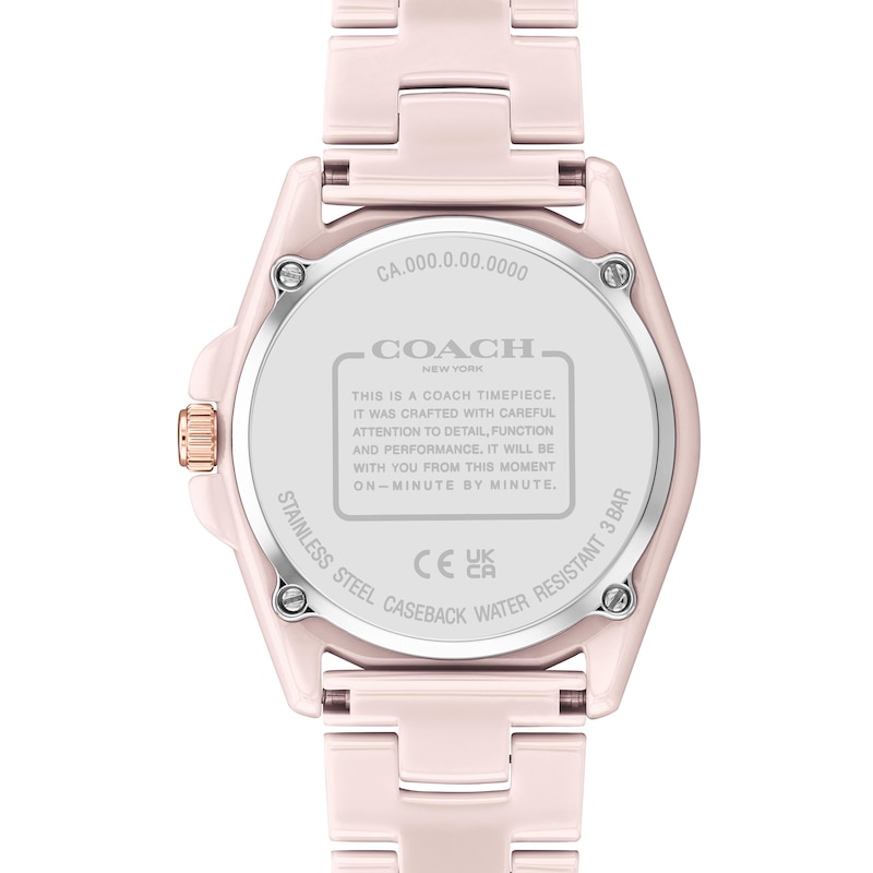 Ladies' Coach Greyson Crystal Accent Pink Ceramic Watch (Model: 14503926)