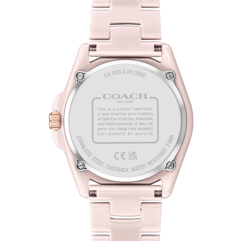 Main Image 4 of Ladies' Coach Greyson Crystal Accent Pink Ceramic Watch (Model: 14503926)