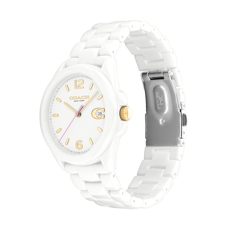 Main Image 3 of Ladies' Coach Greyson Crystal Accent White Ceramic Watch (Model: 14503925)