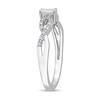 Thumbnail Image 2 of Emerald-Cut White Lab-Created Sapphire and 0.08 CT. T.W. Diamond Twist Split Shank Promise Ring in Sterling Silver