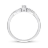Thumbnail Image 4 of Emerald-Cut White Lab-Created Sapphire and 0.08 CT. T.W. Diamond Twist Split Shank Promise Ring in Sterling Silver