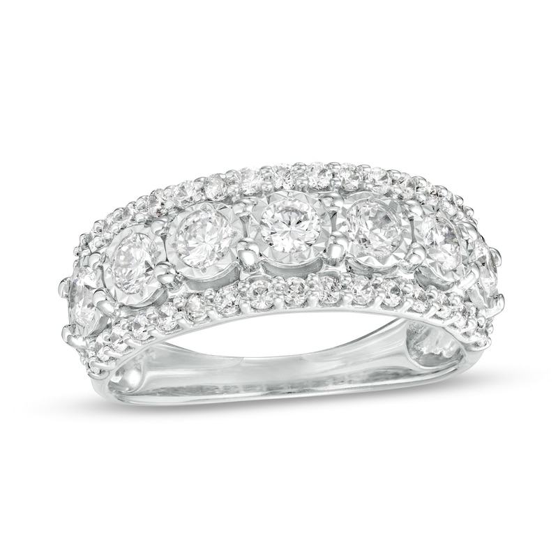 1.00 CT. T.W. Diamond Raised Seven Stone Anniversary Band in 10K White Gold