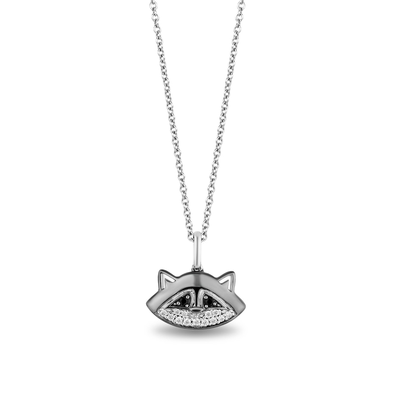 Enchanted Disney Pocahontas 0.115 CT. T.W. Black and White Diamond Meeko Pendant in Sterling Silver