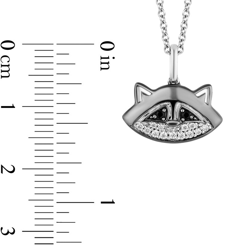 Main Image 3 of Enchanted Disney Pocahontas 0.115 CT. T.W. Black and White Diamond Meeko Pendant in Sterling Silver