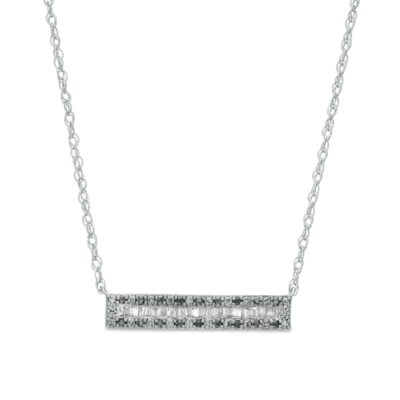 0.20 CT. T.W. Black and White Diamond Sideways Bar Necklace in Sterling Silver|Peoples Jewellers