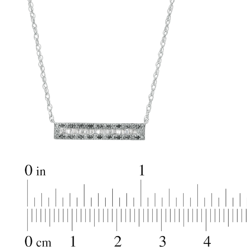 0.20 CT. T.W. Black and White Diamond Sideways Bar Necklace in Sterling Silver