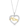 Thumbnail Image 1 of White Lab-Created Sapphire "Mom" Heart Pendant in Sterling Silver and 14K Gold Plate