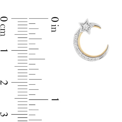 Enchanted Disney Jasmine 0.14 CT. T.W. Diamond Crescent Moon and Star Stud Earrings in Sterling Silver and 10K Gold