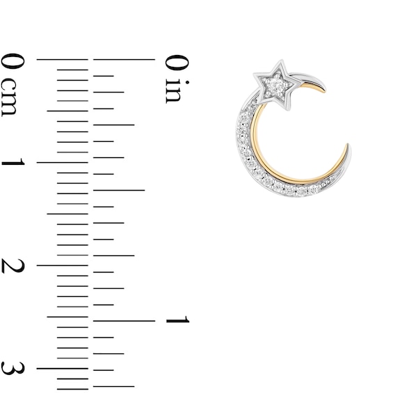 Enchanted Disney Jasmine 0.14 CT. T.W. Diamond Crescent Moon and Star Stud Earrings in Sterling Silver and 10K Gold