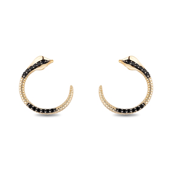 Enchanted Disney Villains Jafar 0.18 CT. T.W. Black Diamond Circle Stud Earrings in 10K Gold