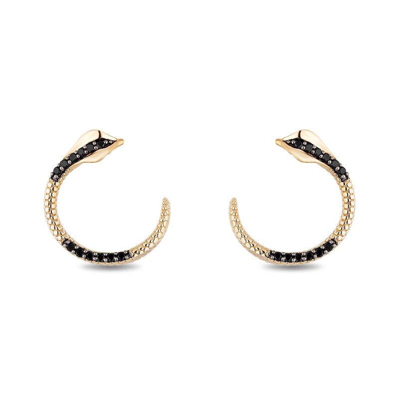 Enchanted Disney Villains Jafar 0.18 CT. T.W. Black Diamond Circle Stud Earrings in 10K Gold