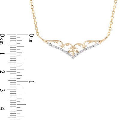 Enchanted Disney Jasmine 0.085 CT. T.W. Diamond Tiara Necklace in 10K Gold