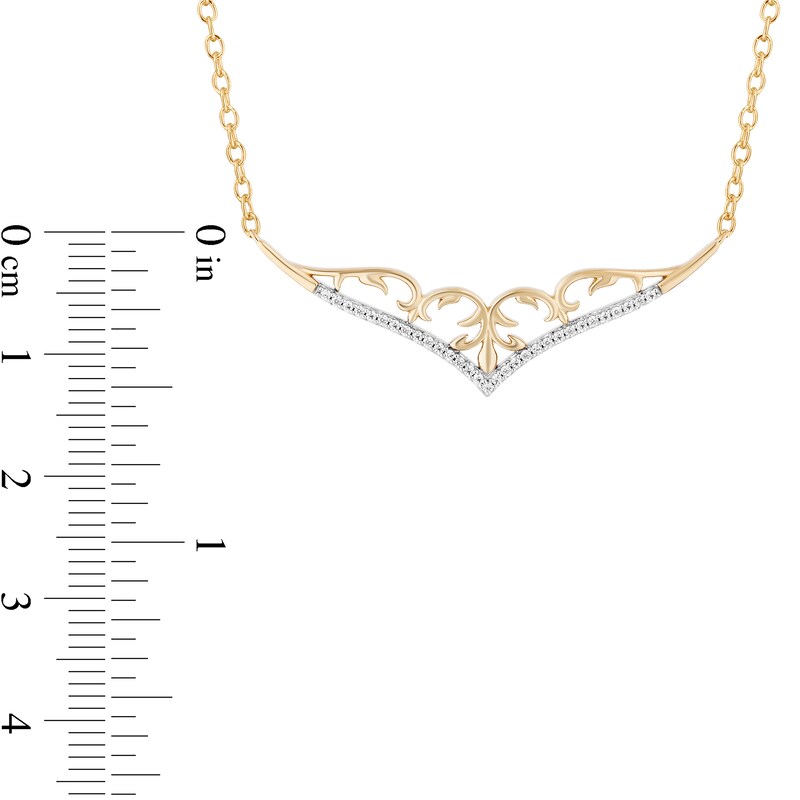 Enchanted Disney Jasmine 0.085 CT. T.W. Diamond Tiara Necklace in 10K Gold