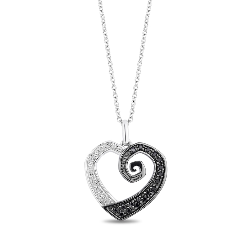 Main Image 1 of Disney Treasures The Nightmare Before Christmas 0.18 CT. T.W. Diamond Heart-Shaped Hill Pendant in Sterling Silver