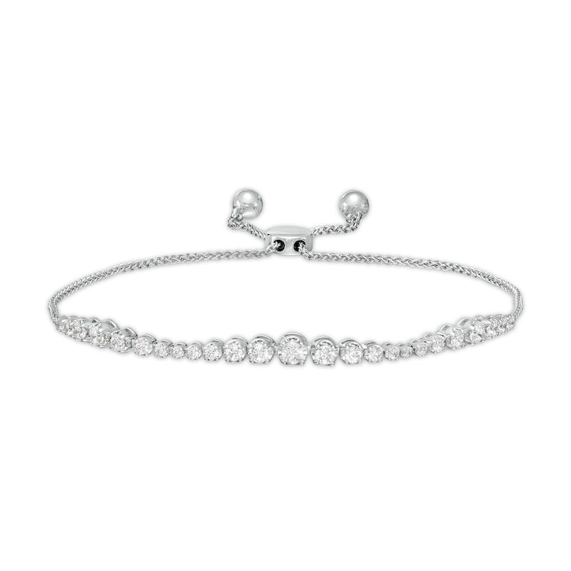 1.00 CT. T.W. Journey Diamond Bolo Bracelet in 10K White Gold - 9.5"|Peoples Jewellers