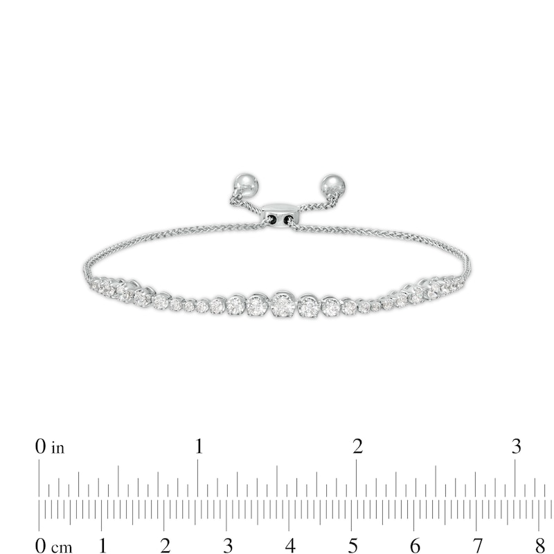1.00 CT. T.W. Journey Diamond Bolo Bracelet in 10K White Gold - 9.5"