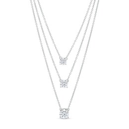 1.00 CT. T.W. Certified Lab-Created Diamond Triple Strand Necklace in 14K White Gold (F/SI2)