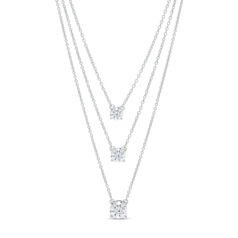 1.00 CT. T.W. Certified Lab-Created Diamond Triple Strand Necklace in 14K White Gold (F/SI2)