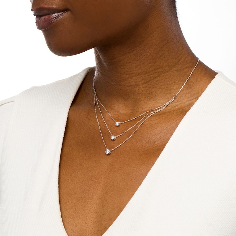 1.00 CT. T.W. Certified Lab-Grown Diamond Triple Strand Necklace in 14K White Gold (F/SI2)