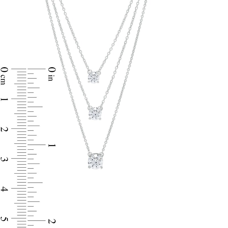 1.00 CT. T.W. Certified Lab-Grown Diamond Triple Strand Necklace in 14K White Gold (F/SI2)