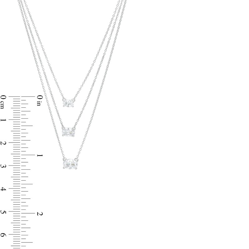 1.00 CT. T.W. Certified Sideways Oval Lab-Grown Diamond Triple Strand Necklace in 14K White Gold (F/SI2)