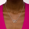 Thumbnail Image 2 of 0.33 CT. T.W. Journey Diamond Side by Side Hearts Necklace in 10K White Gold