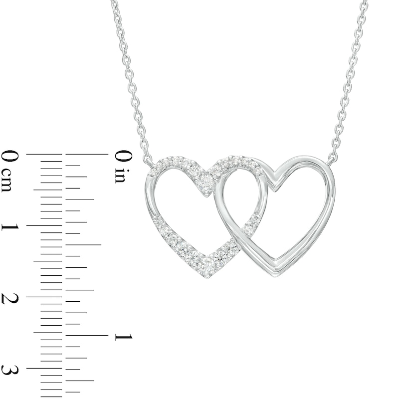 0.33 CT. T.W. Journey Diamond Side by Side Hearts Necklace in 10K White Gold