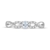 Thumbnail Image 4 of Oval White Lab-Created Sapphire and 0.08 CT. T.W. Diamond Twist Split Shank Promise Ring in Sterling Silver