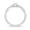 Thumbnail Image 5 of Oval White Lab-Created Sapphire and 0.08 CT. T.W. Diamond Twist Split Shank Promise Ring in Sterling Silver