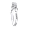 Thumbnail Image 3 of Pear-Shaped White Lab-Created Sapphire and 0.08 CT. T.W. Diamond Twist Split Shank Promise Ring in Sterling Silver
