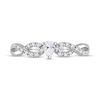 Thumbnail Image 4 of Pear-Shaped White Lab-Created Sapphire and 0.08 CT. T.W. Diamond Twist Split Shank Promise Ring in Sterling Silver