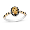 Thumbnail Image 0 of Disney Treasures Winnie the Pooh Oval Citrine and 0.18 CT. T.W. Black Diamond Frame Ring in Sterling Silver and 10K Gold