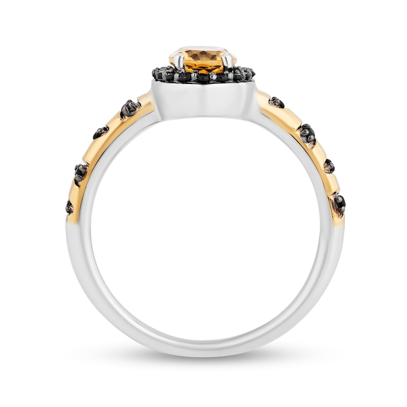 Main Image 3 of Disney Treasures Winnie the Pooh Oval Citrine and 0.18 CT. T.W. Black Diamond Frame Ring in Sterling Silver and 10K Gold