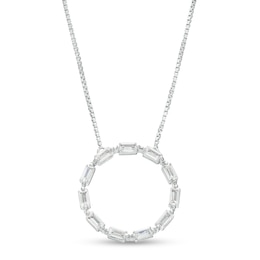 0.33 CT. T.W. Baguette Certified Lab-Created Diamond Circle Pendant in 14K White Gold (F/SI2)