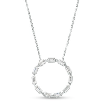 0.33 CT. T.W. Baguette Certified Lab-Created Diamond Circle Pendant in 14K White Gold (F/SI2)