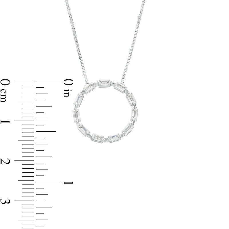 0.33 CT. T.W. Baguette Certified Lab-Created Diamond Circle Pendant in 14K White Gold (F/SI2)