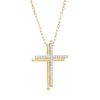 Thumbnail Image 0 of 0.10 CT. T.W. Diamond Stacked Cross Pendant in 10K Gold